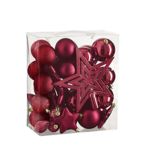 Bruchsichere Weihnachtskugel, rot, 40 Stück - D 8 cm