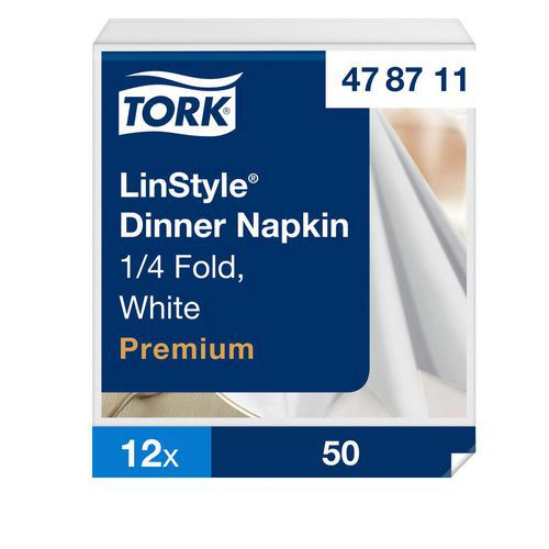 Dinnerservietten, weiß, 12 x 50 Servietten - Tork Premium LinStyle®