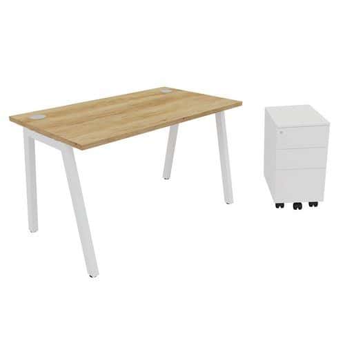 Set Trendy: Schreibtisch 120 x 70 cm + Rollcontainer weiß