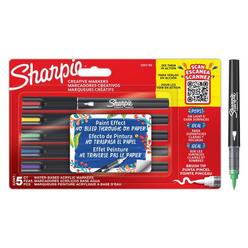 Kreativmarker Sharpie Brush, Pinselspitze, verschiedene Farben - Sharpie