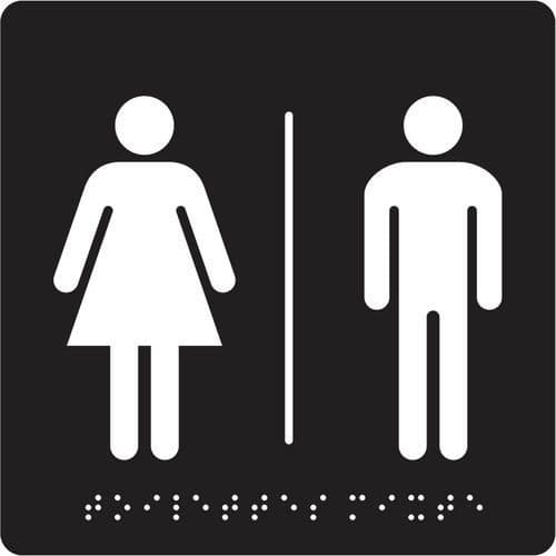 Schild mit Brailleschrift - „Unisex-Toilette“ - Pavo