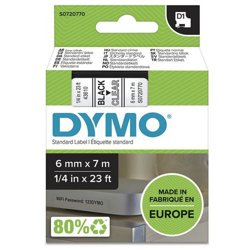 Schriftbandkassette Dymo D1 - Breite 6 mm