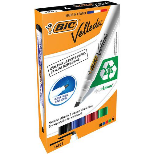 Marker Velleda 1751, trocken abwischbar - Set aus 4 - BIC