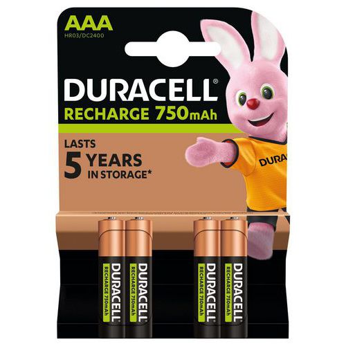 Wiederaufladbare AA-Batterie, 750 mAh - 4 Stück - Duracell