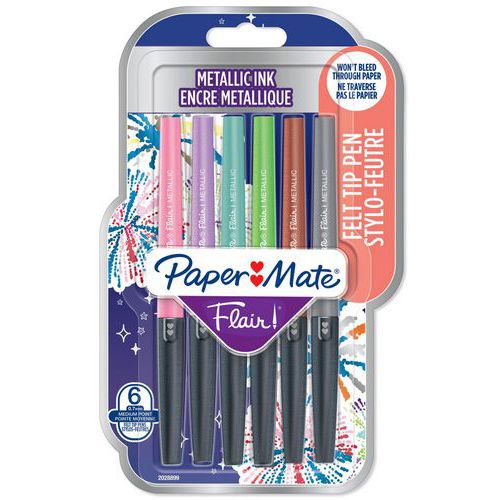 Filzstift Paper Mate Flair Metallic diverse Farben, 6 Stück - Papermate