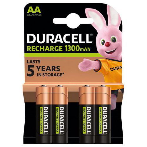 Wiederaufladbare AA-Batterie 1300 mAh - 4 Stück - Duracell